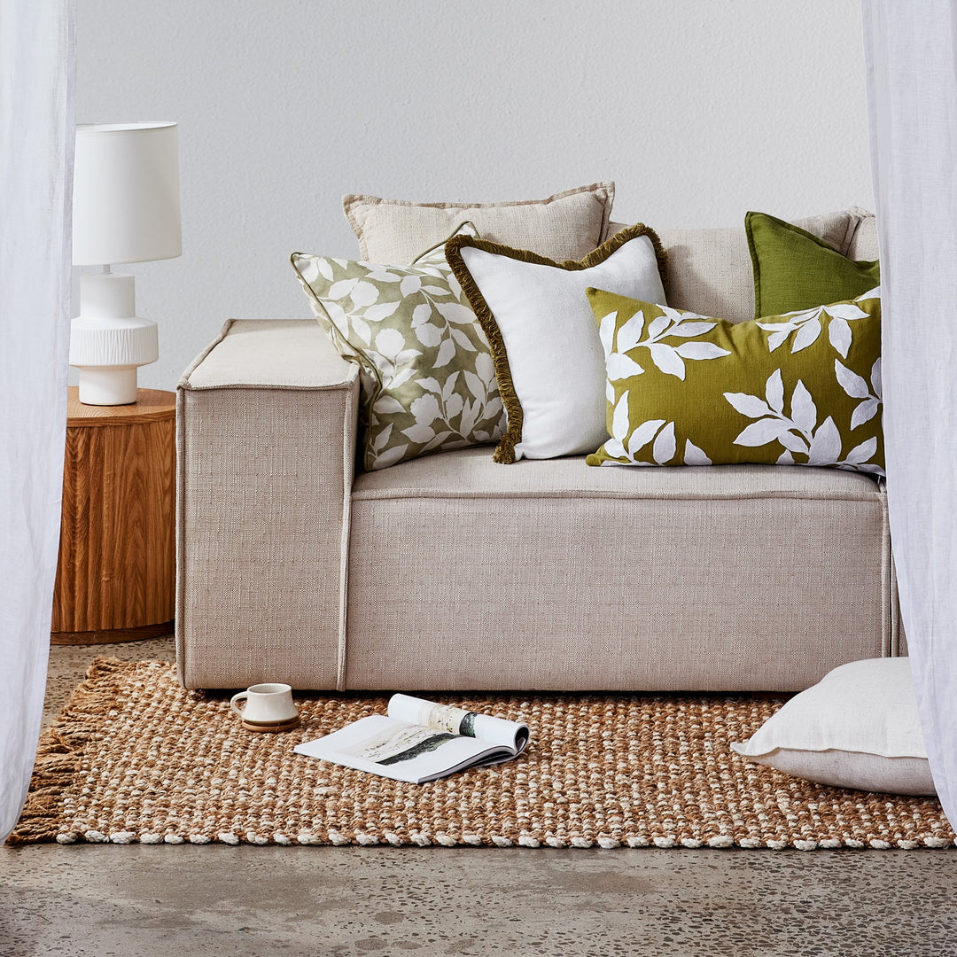 Riviera Green Embroidered Cushion - Madras Link