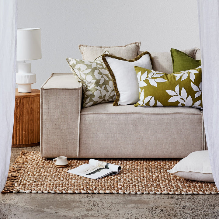 Riviera Green Embroidered Cushion - Madras Link