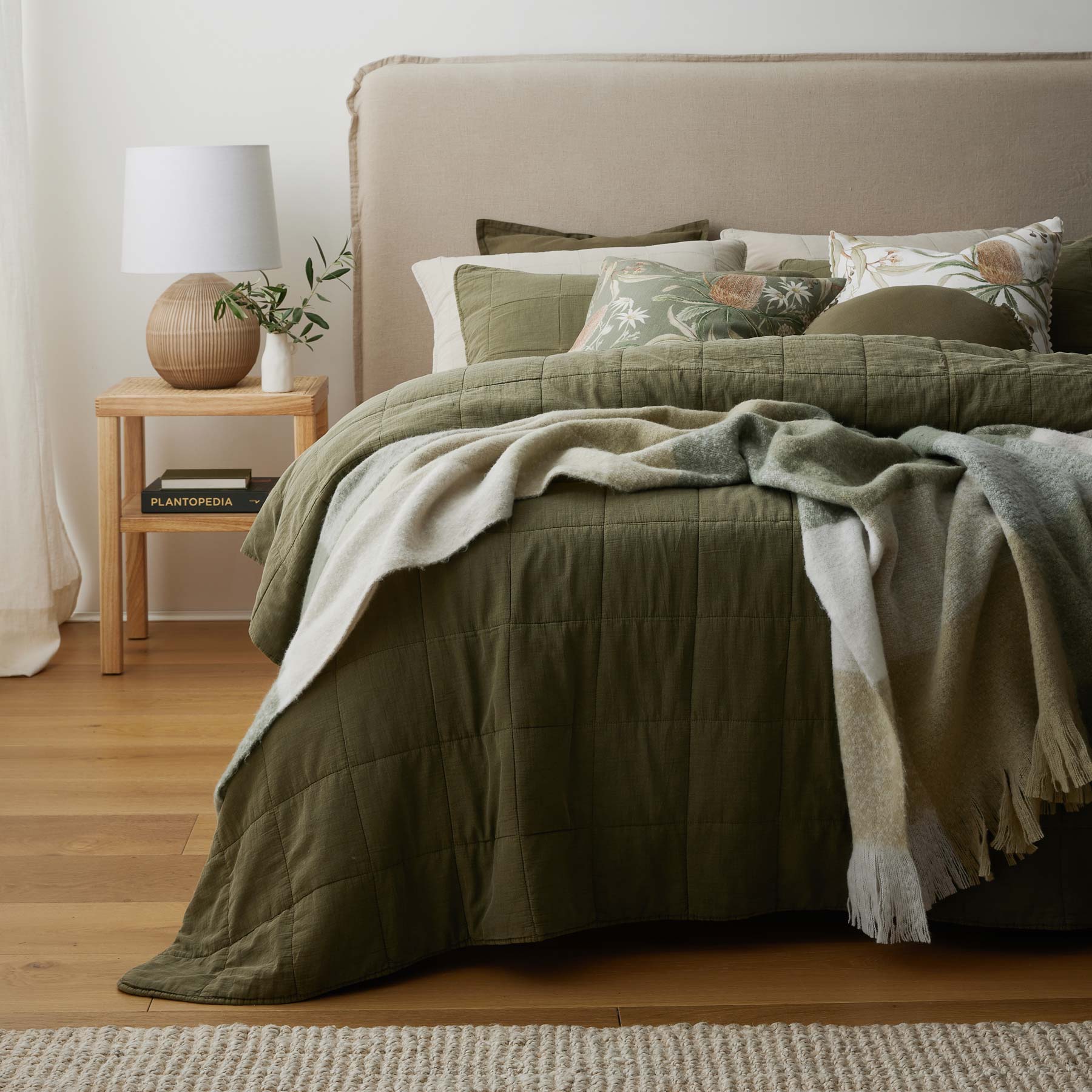 Bailey Olive Stonewash Coverlet Set - Madras Link