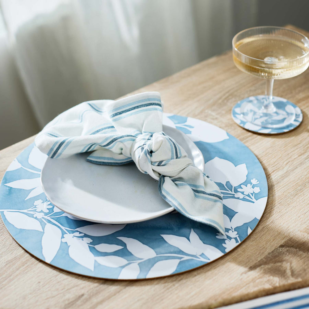 Capri Blue Round Coaster - Set of 4 - Madras Link