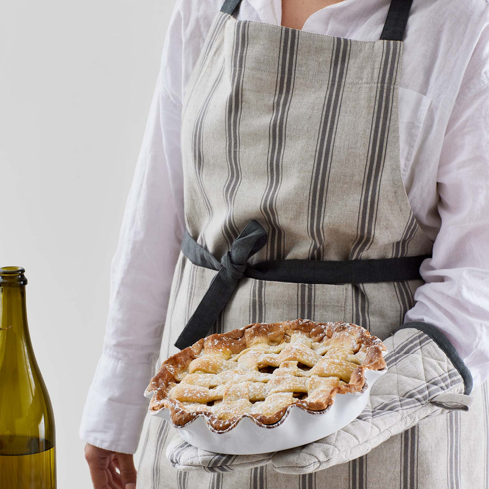 Macedon Charcoal Stripe Apron + Glove Set - Madras Link
