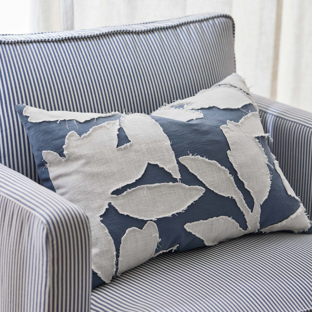 Noah Applique Washed Blue/Off-White Cushion - Madras Link