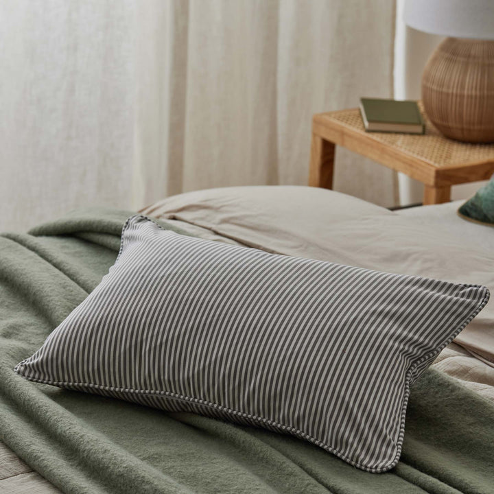 Morris Grey Stripe Lumbar Cushion - Madras Link