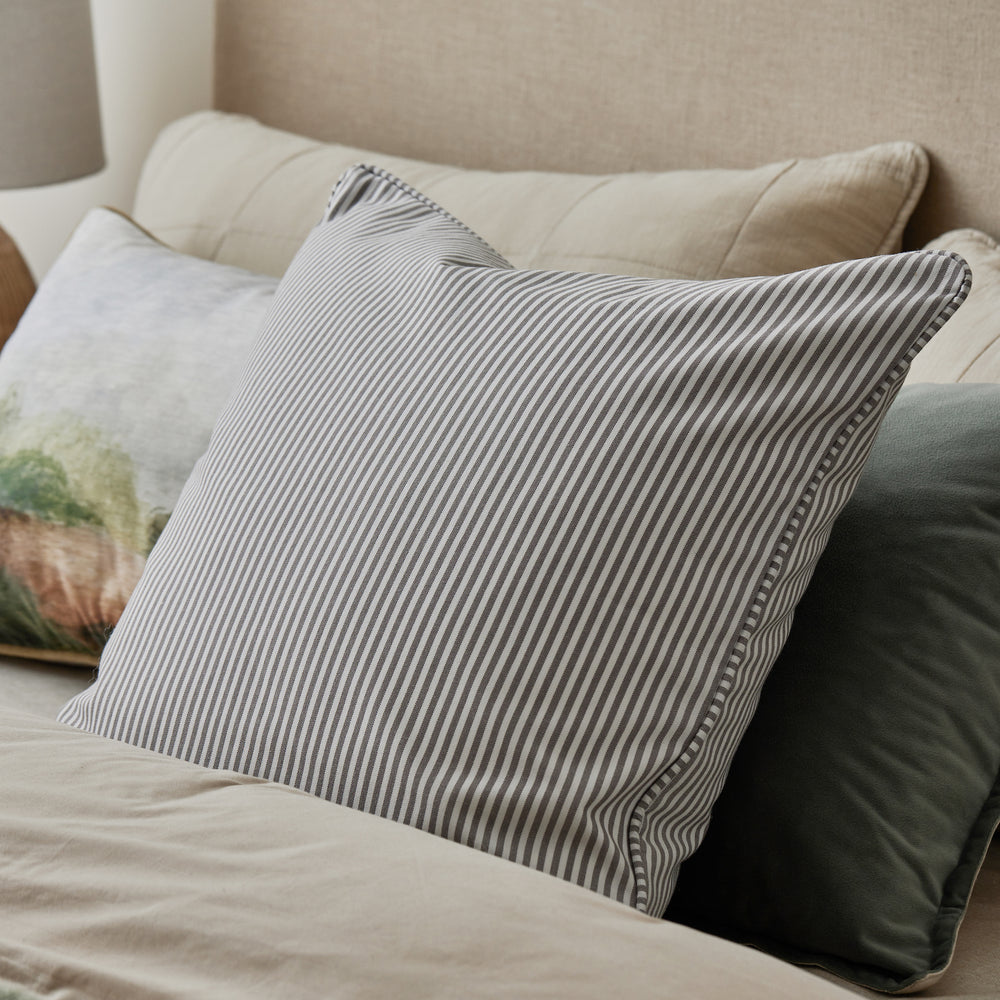 Morris Grey Stripe Cushion - Madras Link