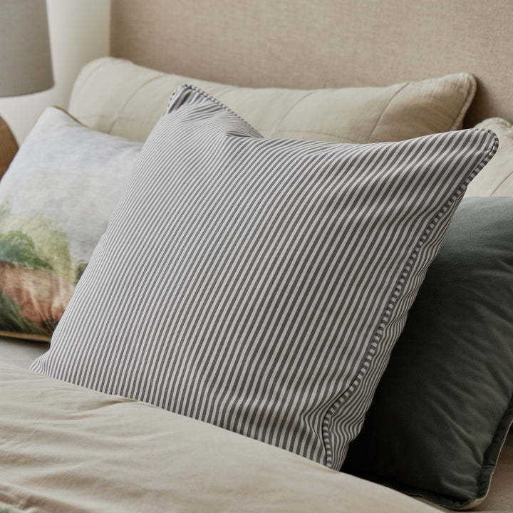 Morris Grey Stripe Cushion - Madras Link