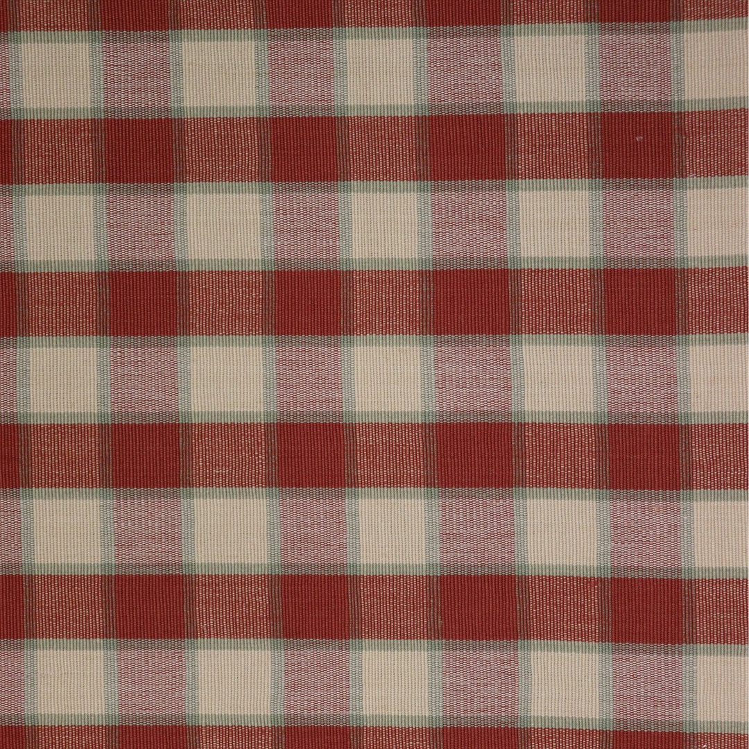 Hooghly Double Check Fabric - Terracotta / Sage - Madras Link