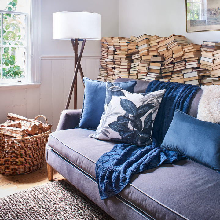Mira Velvet Lumbar Cushion - Petrol - Madras Link