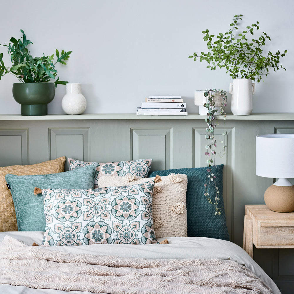 Tile Green Cushion - Madras Link
