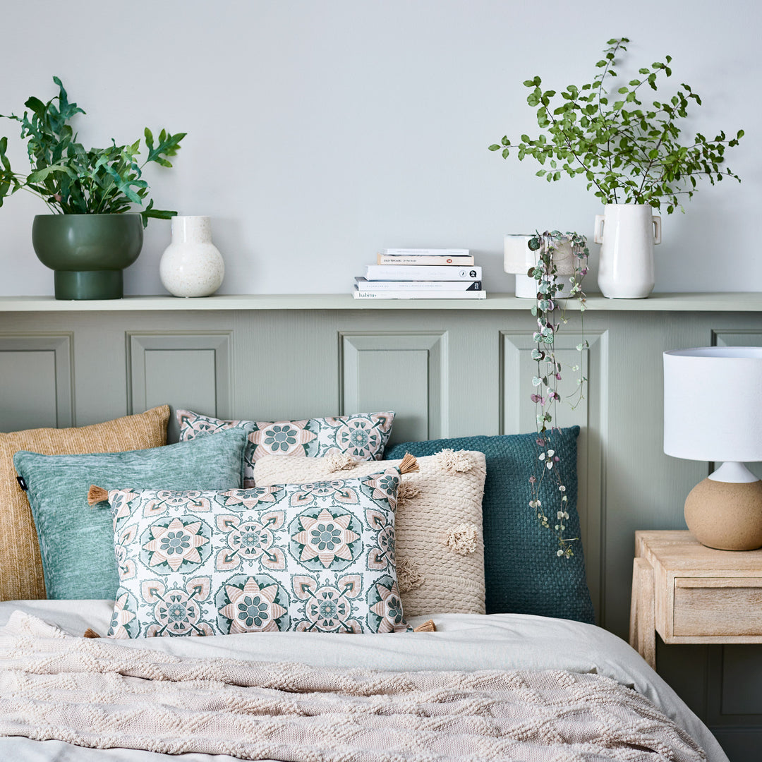 Tile Green Cushion - Madras Link