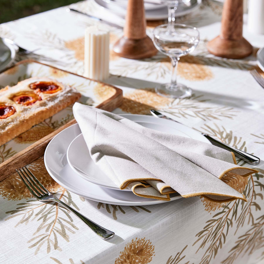 Jetty Embroidered Napkin - Mustard / Oatmeal - Madras Link