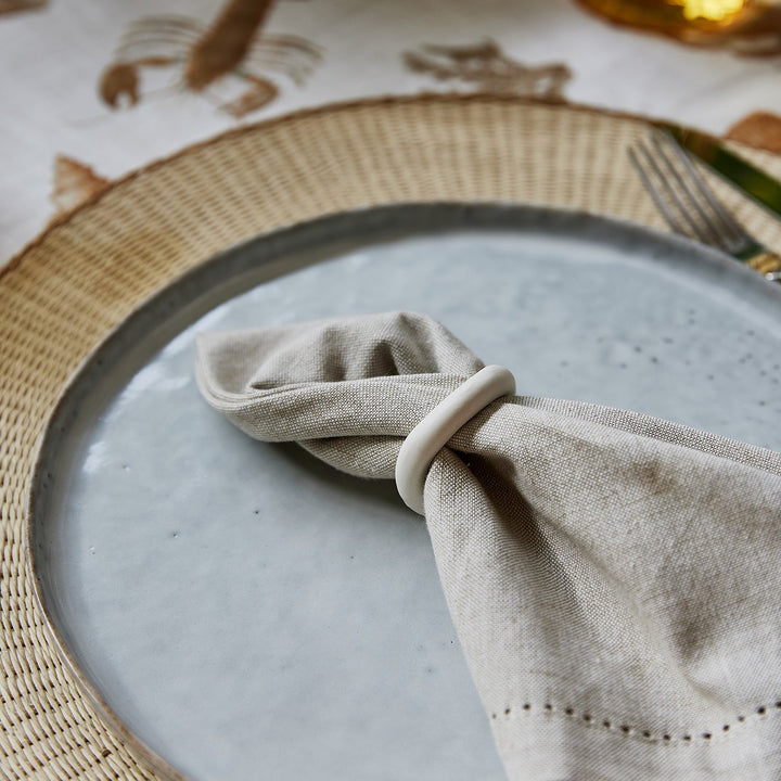 Ceramic White Napkin Ring - Set Of 4 - Madras Link