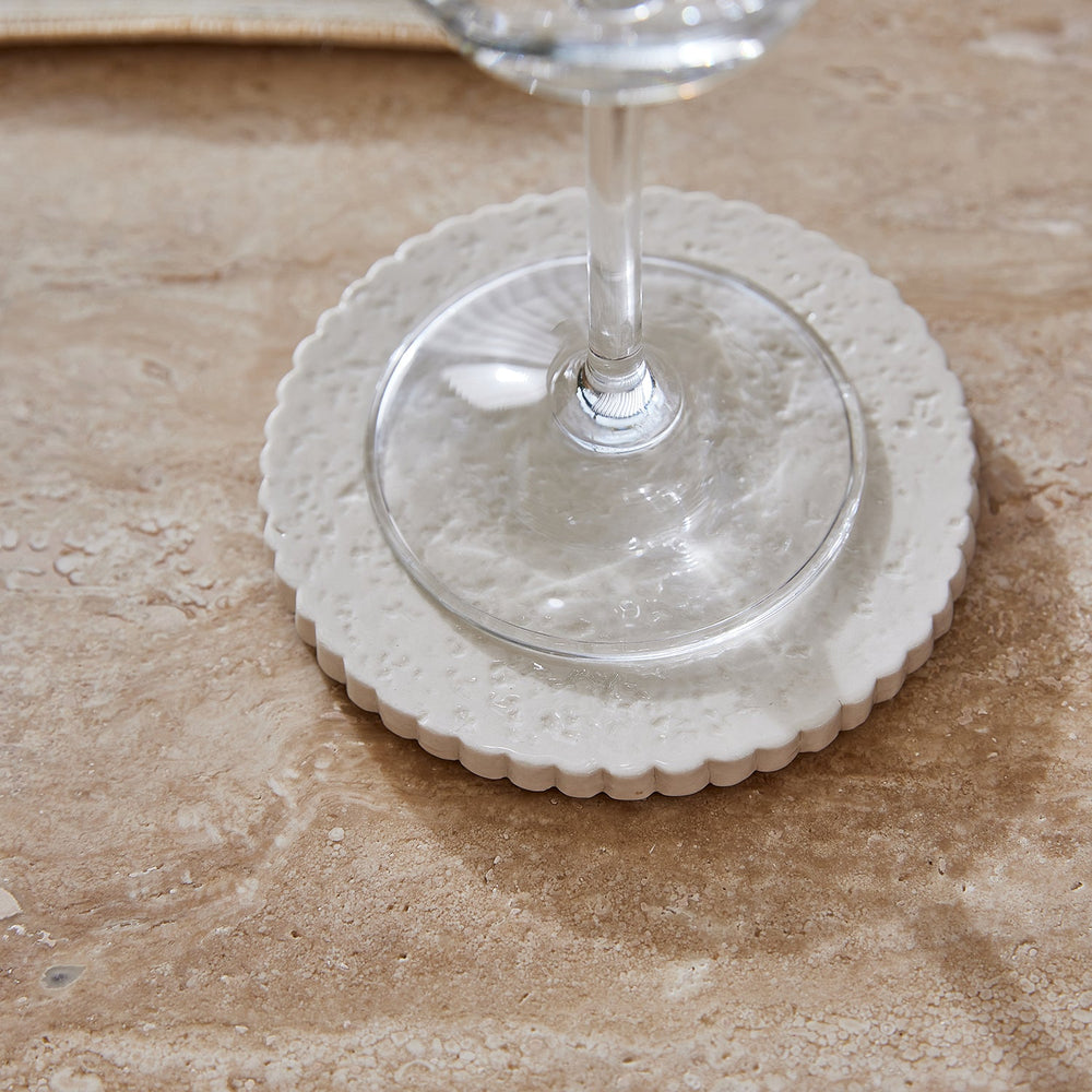 Ceramic Scallop Edge Coaster - Set of 4 - Madras Link