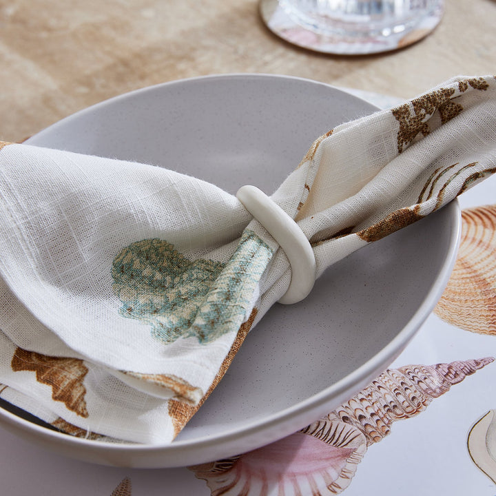Ceramic White Napkin Ring - Set Of 4 - Madras Link