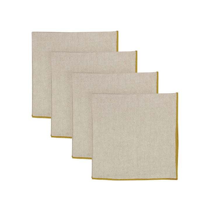 Jetty Embroidered Napkin - Mustard / Oatmeal - Madras Link